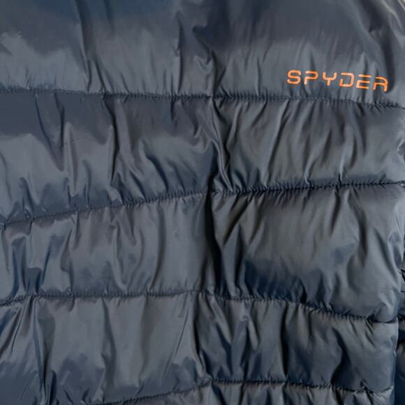 SPYDER Hooded Puffer Jacket in Blue & Orange Boys Winter Coat Size 7/8 Youth - Picture 9 of 10